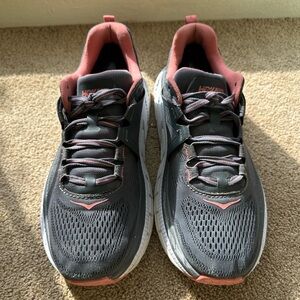 Hoka one one gaviota2 Women's Gray and Pink Athletic Running Shoes
